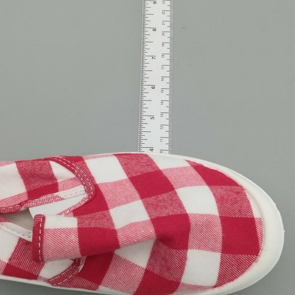 Womens Slip On Flat Loafer Sneaker Red/White Check EUR 42 NEW - Picture 7 of 8